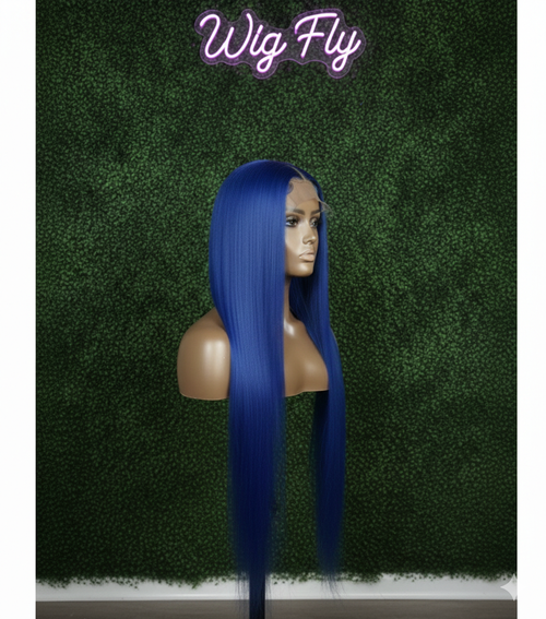 30 Inch Royal Blue Lace Front Human Hair Wig