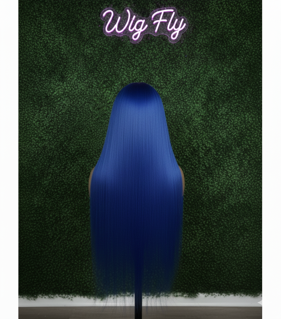 30 Inch Royal Blue Lace Front Human Hair Wig