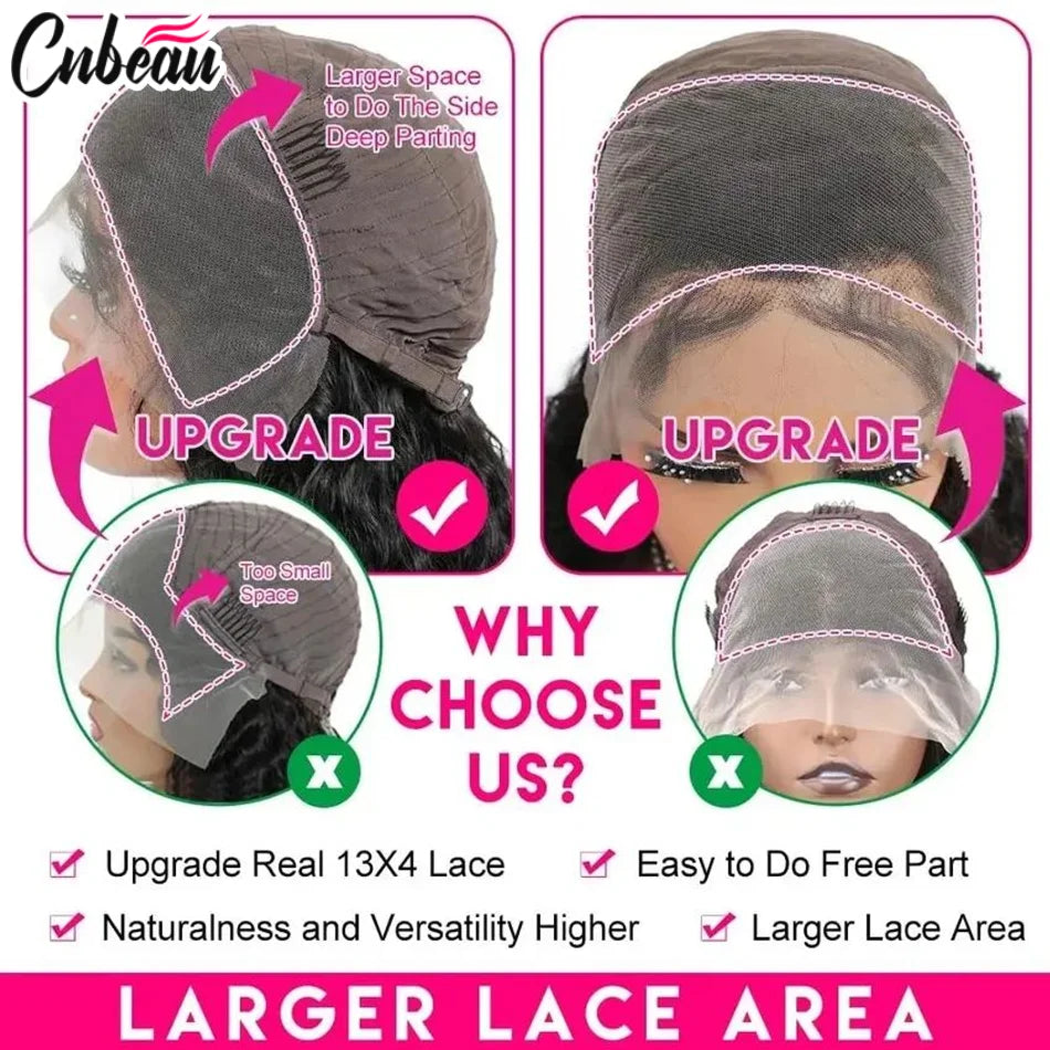 Deep Wave 13x6 HD Lace Frontal Wig Brazilian Curly Human Hair Wigs For Women Lace Front Human Hair Wig Pre Plucked 34 Inch