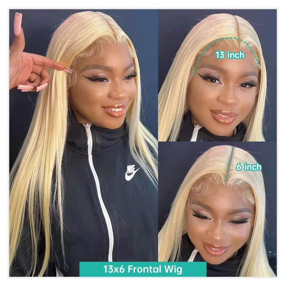 210 Density Blonde Straight 613 Hd Lace Frontal Wig 13X6 13X4 Transparent Lace Front Brazilian Straight 100% Human Hair Wigs