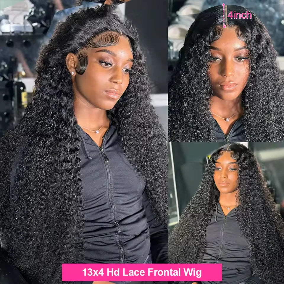 40 Inch Deep Wave Frontal Wig Transparent 13x4 13x6 HD Lace Frontal Human Hair Wigs Curly Human Hair Lace Frontal Wigs For Women