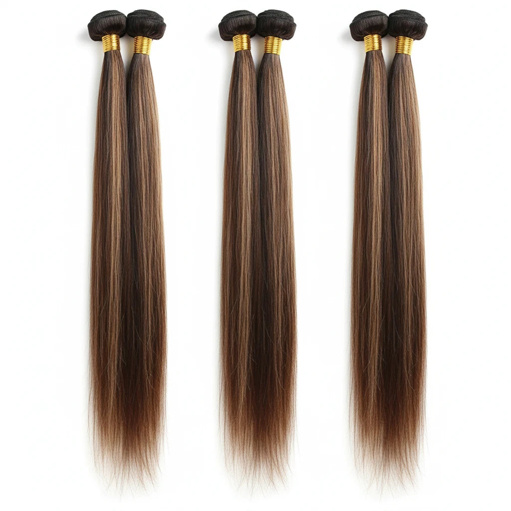 Highlight Bundles Straight Human Hair Bundles Raw Hair P4/27 Colored Ombre Honey Blonde Bundles Brazilian Hair Extensions