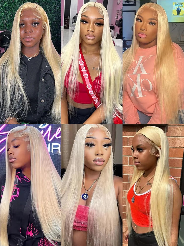 613 HD Lace Frontal Wig 13x6 13x4 Ready to Go Glueless Wigs 12A  270% Density Straight Blonde Lace Front Wigs Human Hair 38 Inch
