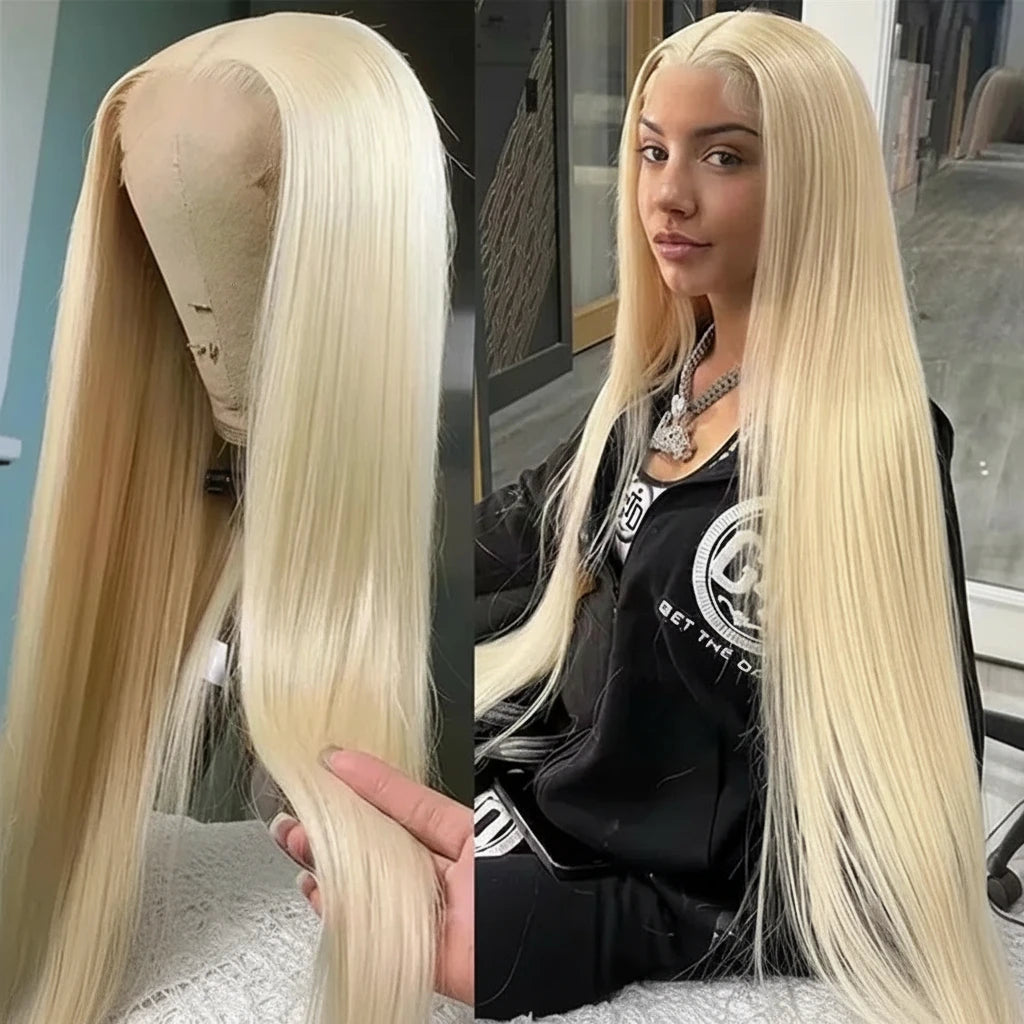 210 Density Blonde Straight 613 Hd Lace Frontal Wig 13X6 13X4 Transparent Lace Front Brazilian Straight 100% Human Hair Wigs