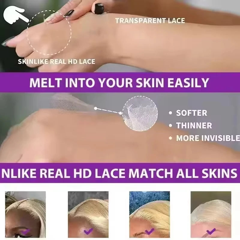 210 Density Blonde Straight 613 Hd Lace Frontal Wig 13X6 13X4 Transparent Lace Front Brazilian Straight 100% Human Hair Wigs