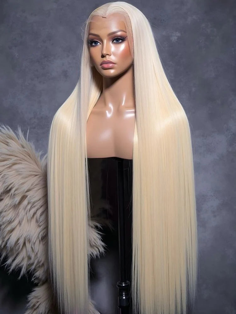 613 HD Lace Frontal Wig 13x6 13x4 Ready to Go Glueless Wigs 12A  270% Density Straight Blonde Lace Front Wigs Human Hair 38 Inch