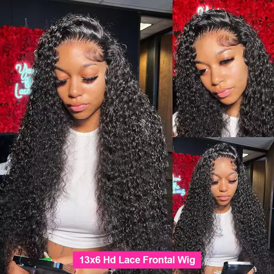 40 Inch Deep Wave Frontal Wig Transparent 13x4 13x6 HD Lace Frontal Human Hair Wigs Curly Human Hair Lace Frontal Wigs For Women