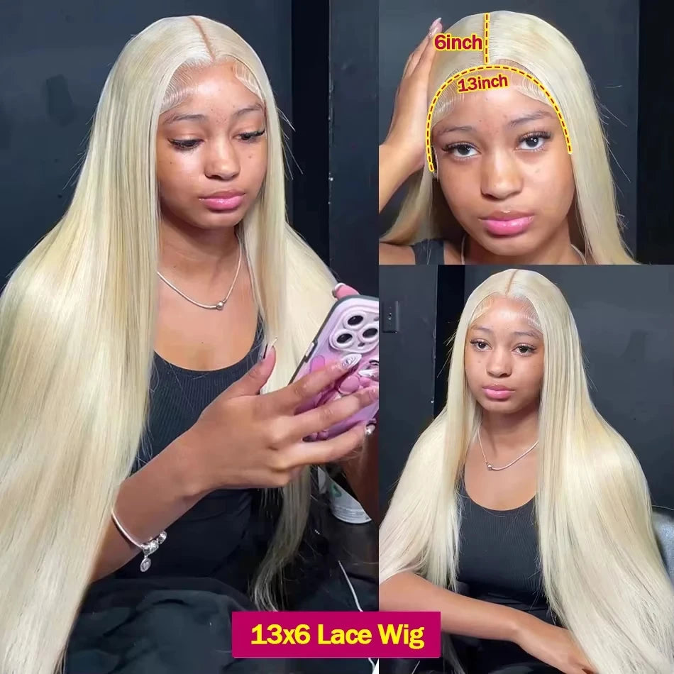 210 Density Blonde Straight 613 Hd Lace Frontal Wig 13X6 13X4 Transparent Lace Front Brazilian Straight 100% Human Hair Wigs