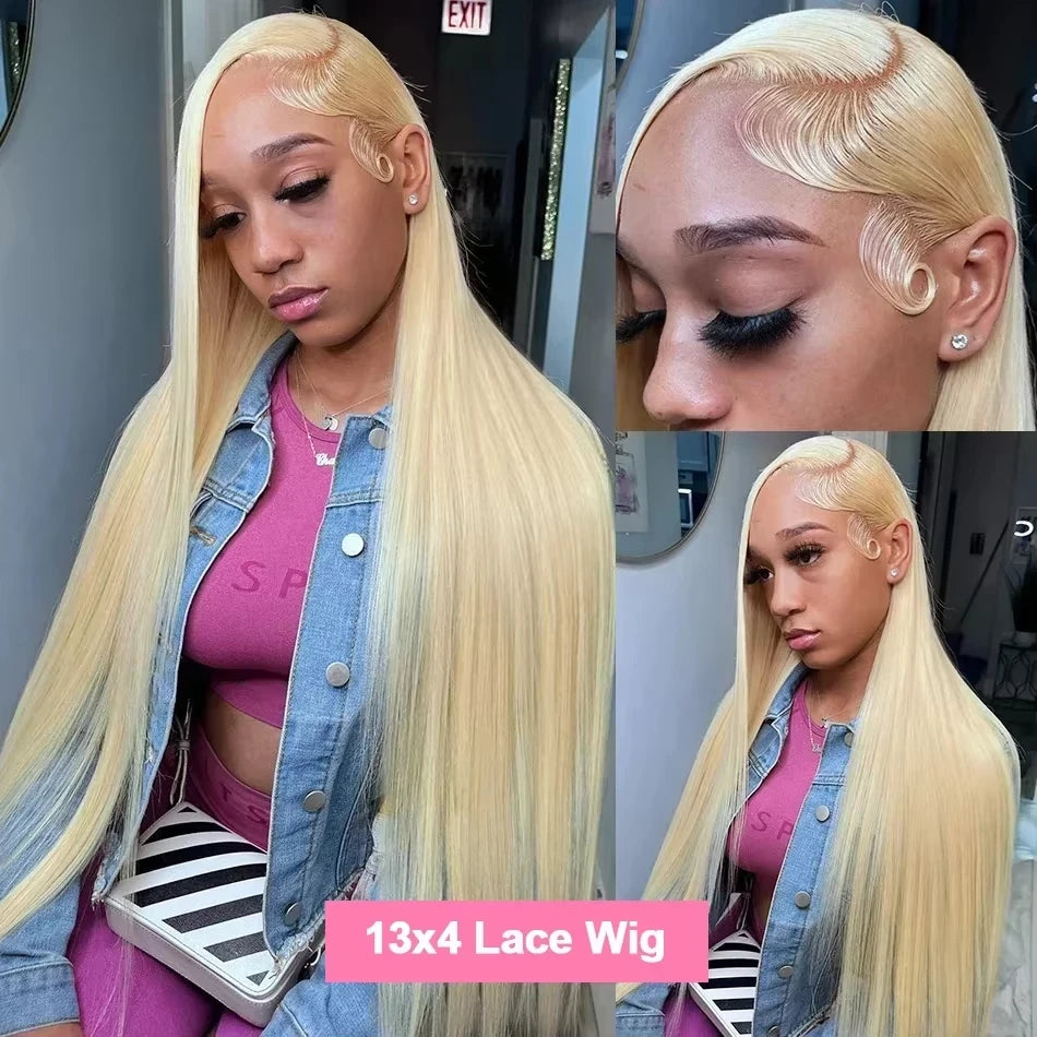 210 Density Blonde Straight 613 Hd Lace Frontal Wig 13X6 13X4 Transparent Lace Front Brazilian Straight 100% Human Hair Wigs