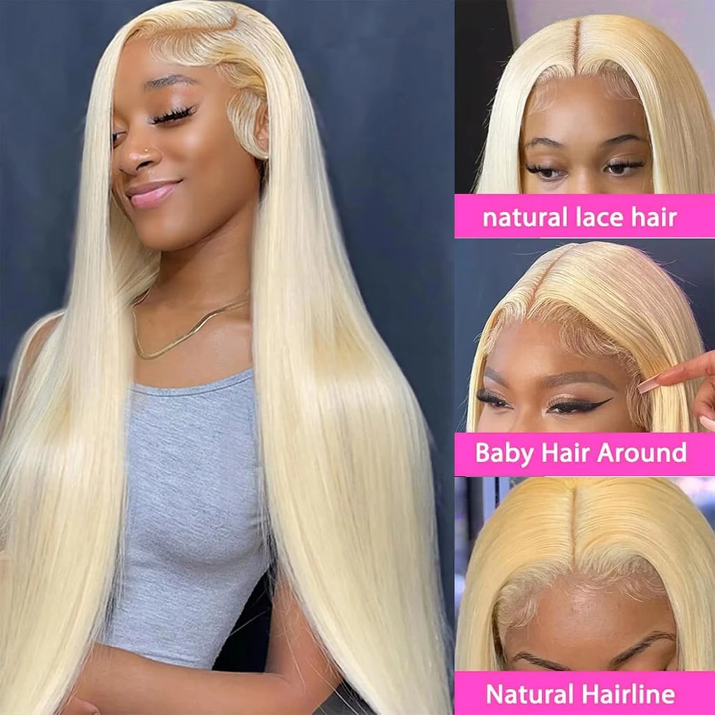 210 Density Blonde Straight 613 Hd Lace Frontal Wig 13X6 13X4 Transparent Lace Front Brazilian Straight 100% Human Hair Wigs