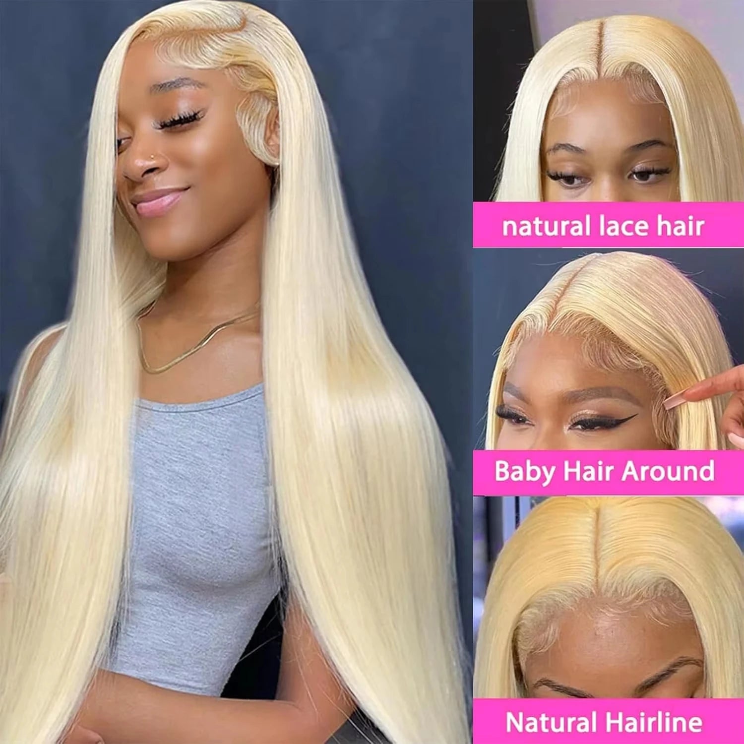 210 Density Blonde Straight 613 Hd Lace Frontal Wig 13X6 13X4 Transparent Lace Front Brazilian Straight 100% Human Hair Wigs